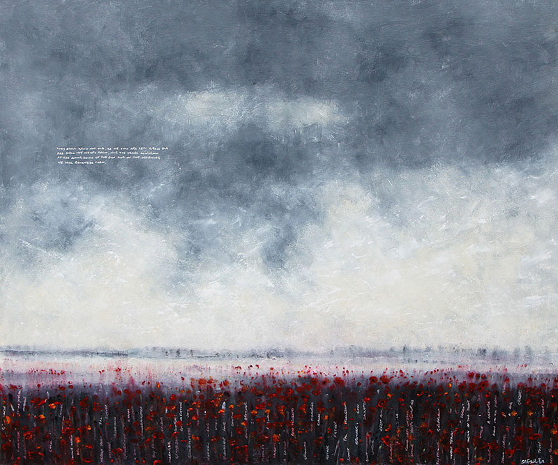 Remembrance poppy field landscape painting