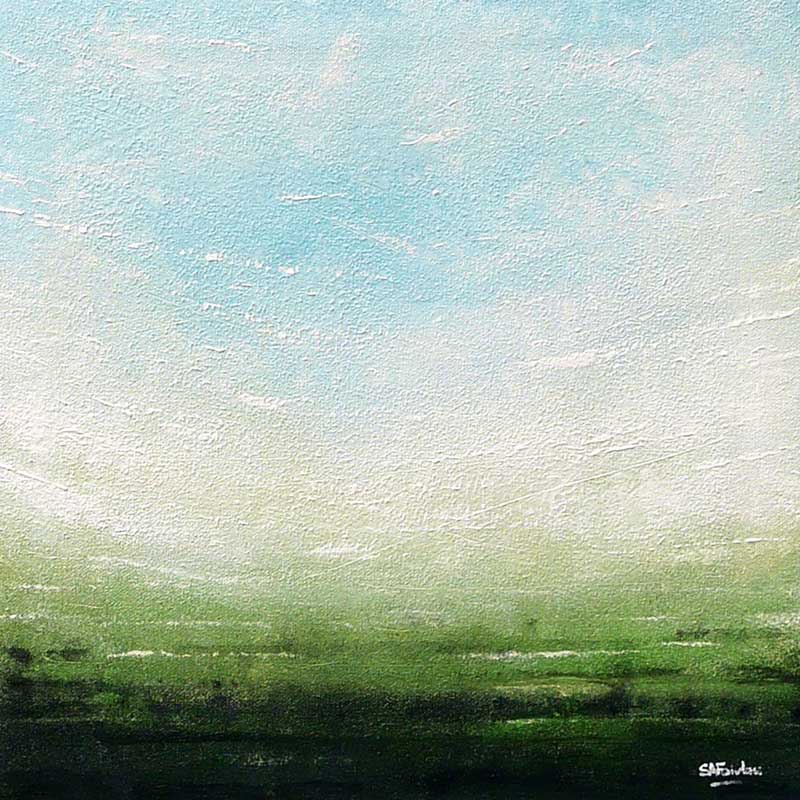 green landscape painting