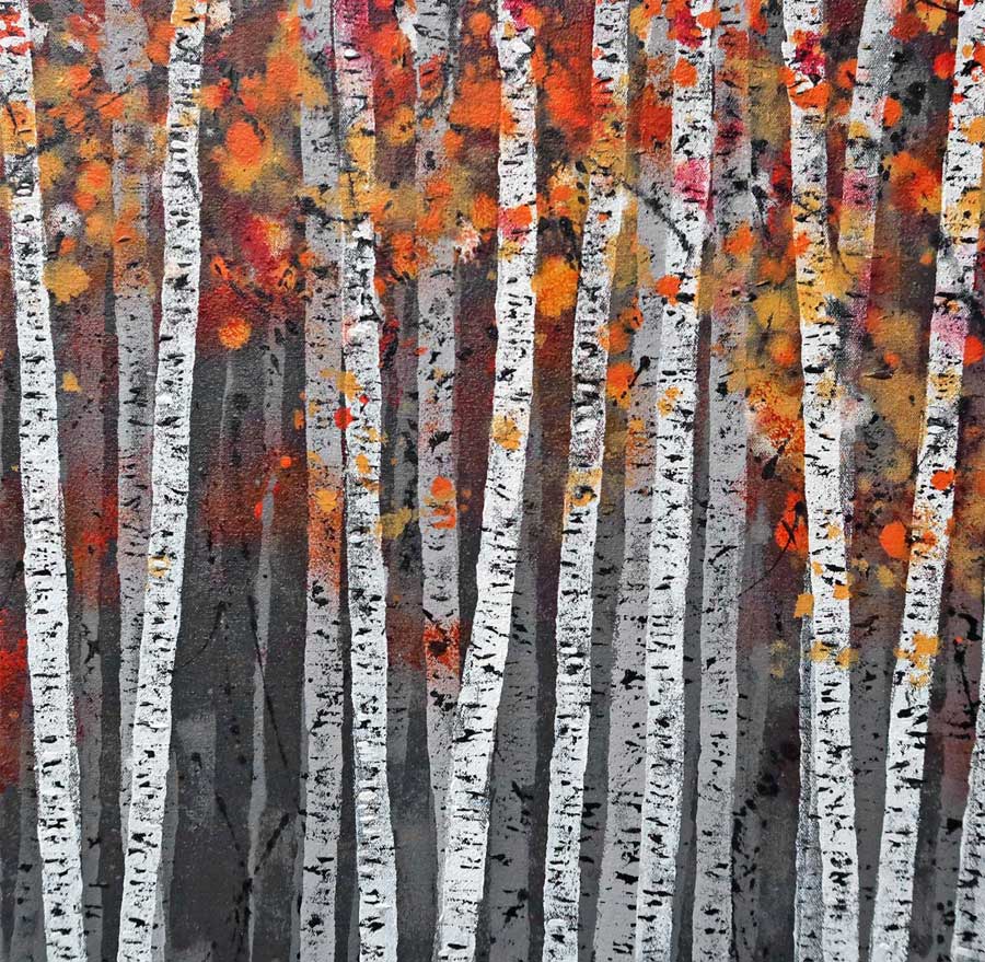 silver birch painting