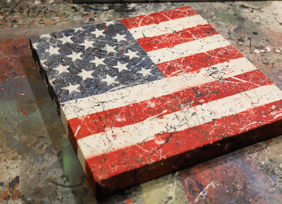 USA flag pop art painting